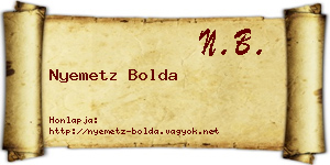 Nyemetz Bolda névjegykártya